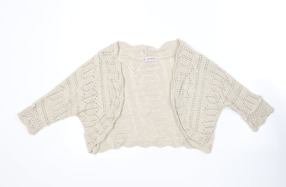 In Front Clothing Womens Beige V-Neck  Cotton Cardigan Jumper Size S