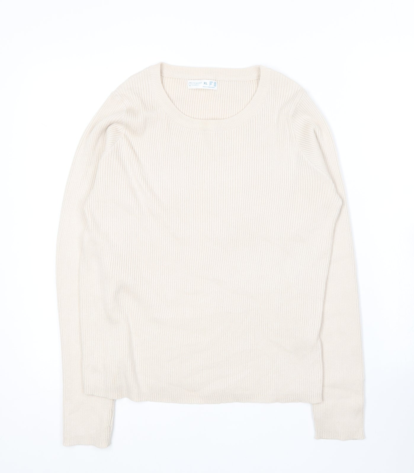 Primark Womens Beige Round Neck  Viscose Pullover Jumper Size 18