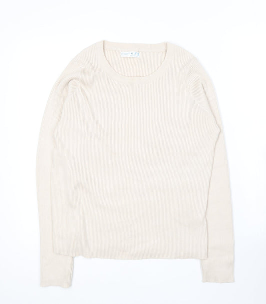 Primark Womens Beige Round Neck  Viscose Pullover Jumper Size 18