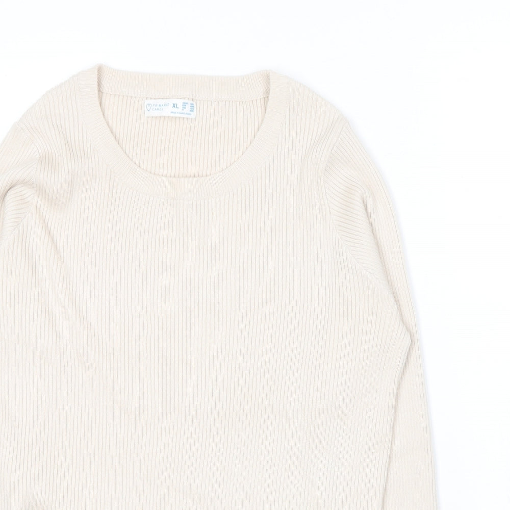 Primark Womens Beige Round Neck  Viscose Pullover Jumper Size 18