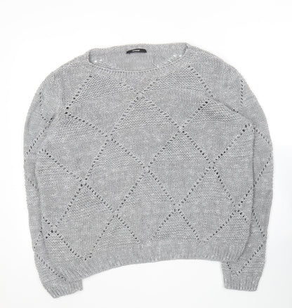 George Womens Grey Round Neck  Acrylic Pullover Jumper Size 2