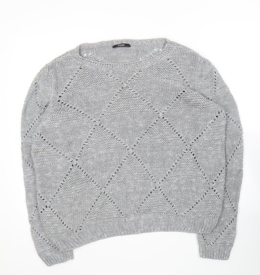 George Womens Grey Round Neck  Acrylic Pullover Jumper Size 2