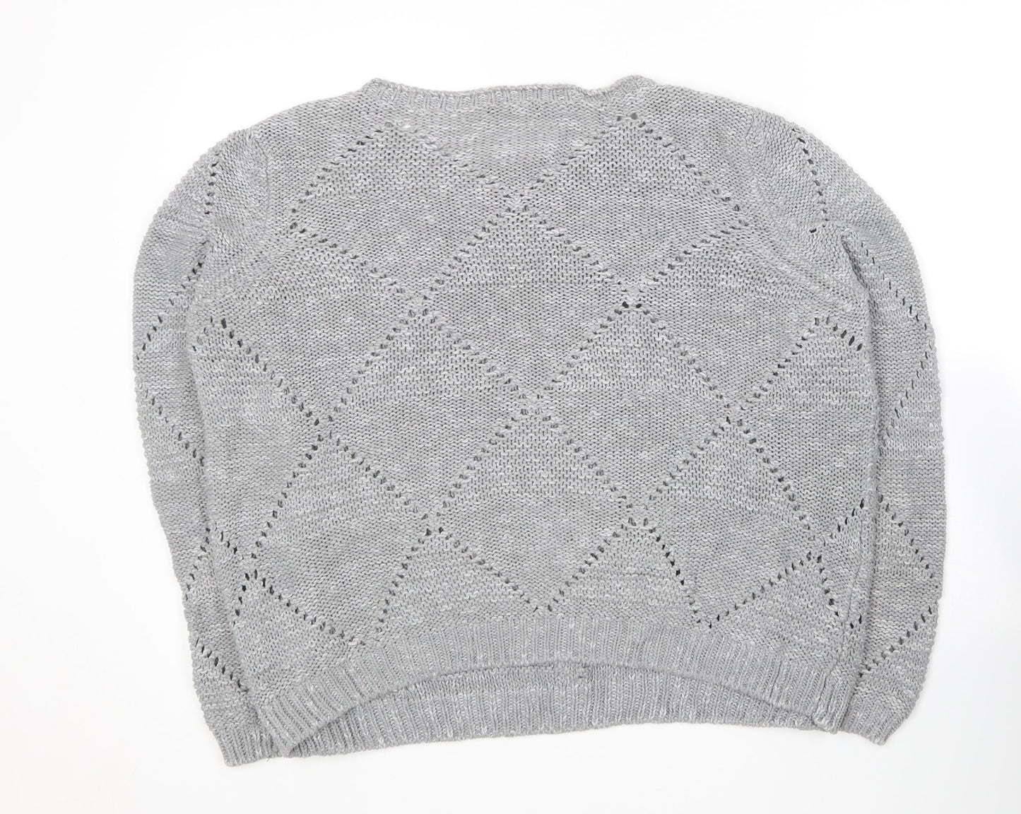 George Womens Grey Round Neck  Acrylic Pullover Jumper Size 2
