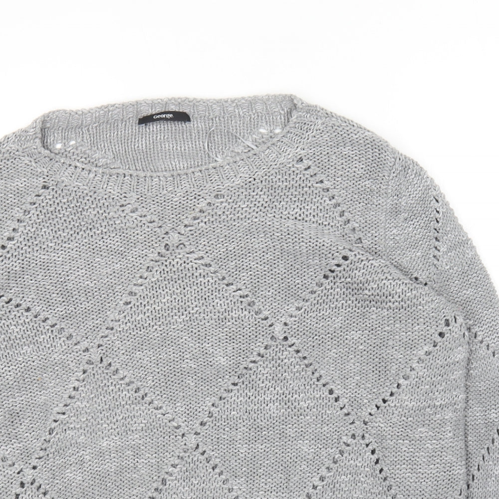 George Womens Grey Round Neck  Acrylic Pullover Jumper Size 2