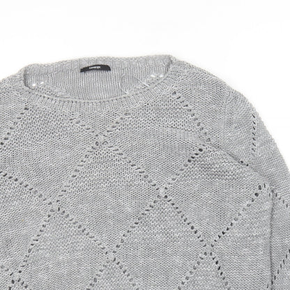 George Womens Grey Round Neck  Acrylic Pullover Jumper Size 2