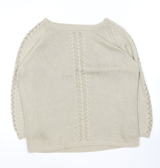 George Womens Beige Round Neck  Acrylic Pullover Jumper Size 14