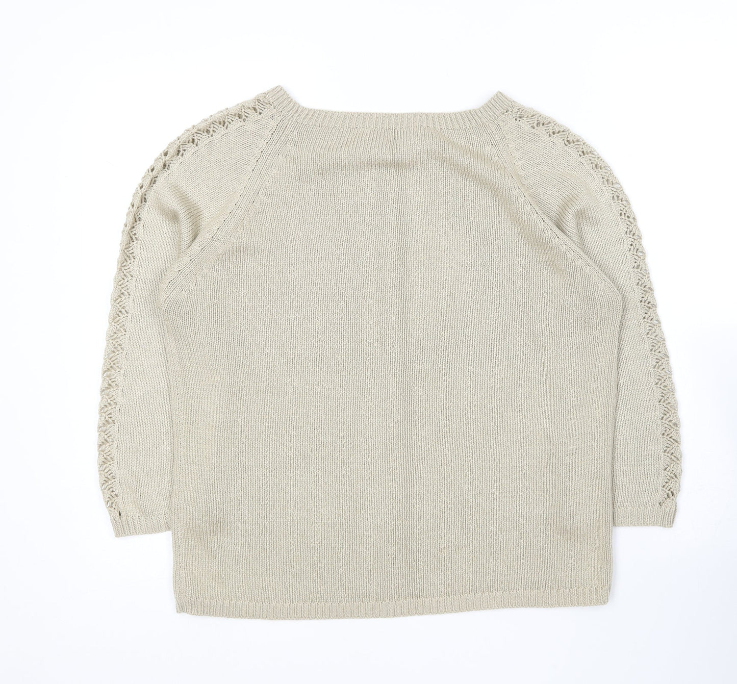 George Womens Beige Round Neck  Acrylic Pullover Jumper Size 14