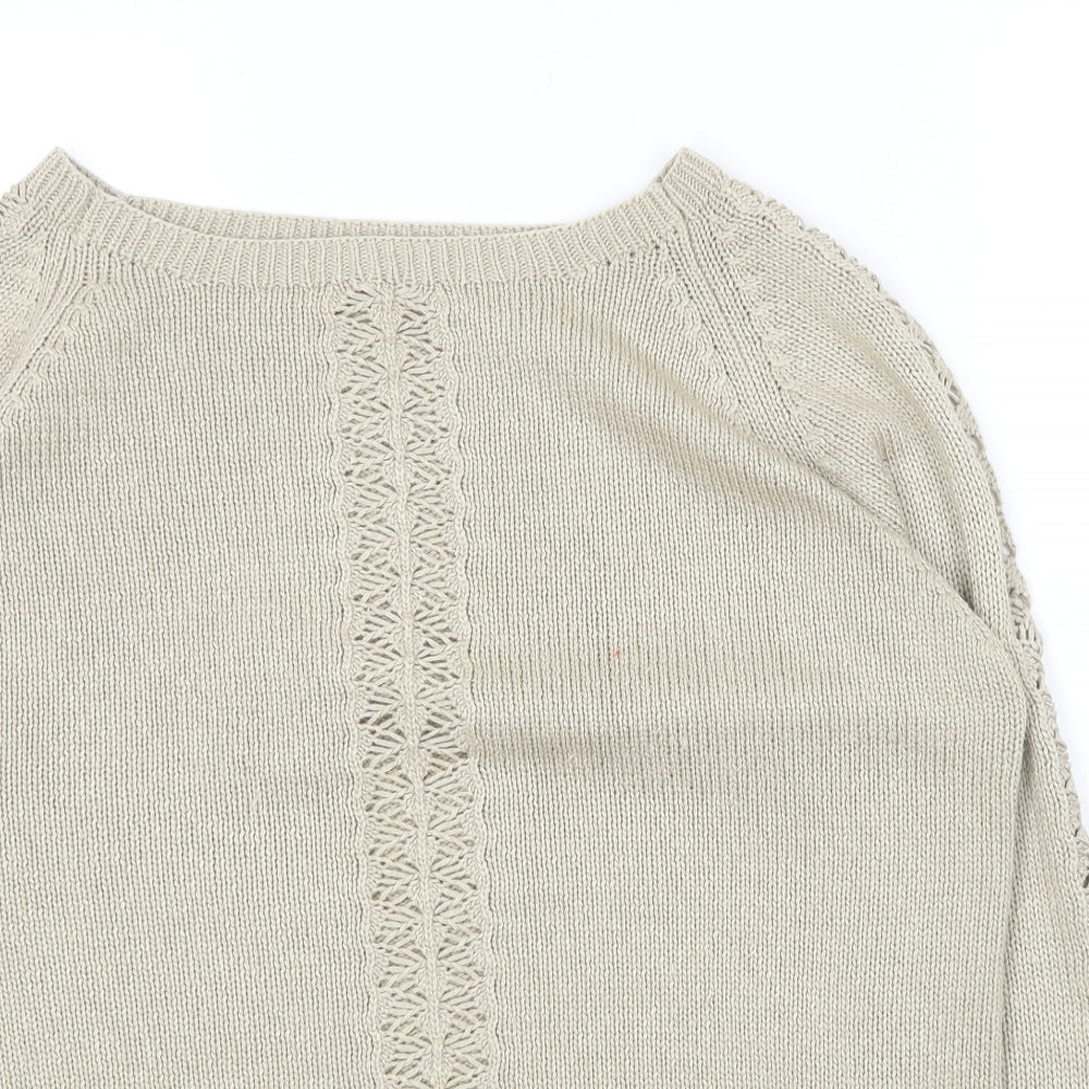 George Womens Beige Round Neck  Acrylic Pullover Jumper Size 14