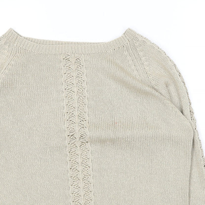 George Womens Beige Round Neck  Acrylic Pullover Jumper Size 14