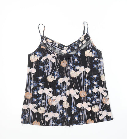 Miss Selfridge Womens Multicoloured Floral Polyester Camisole T-Shirt Size 8 V-Neck
