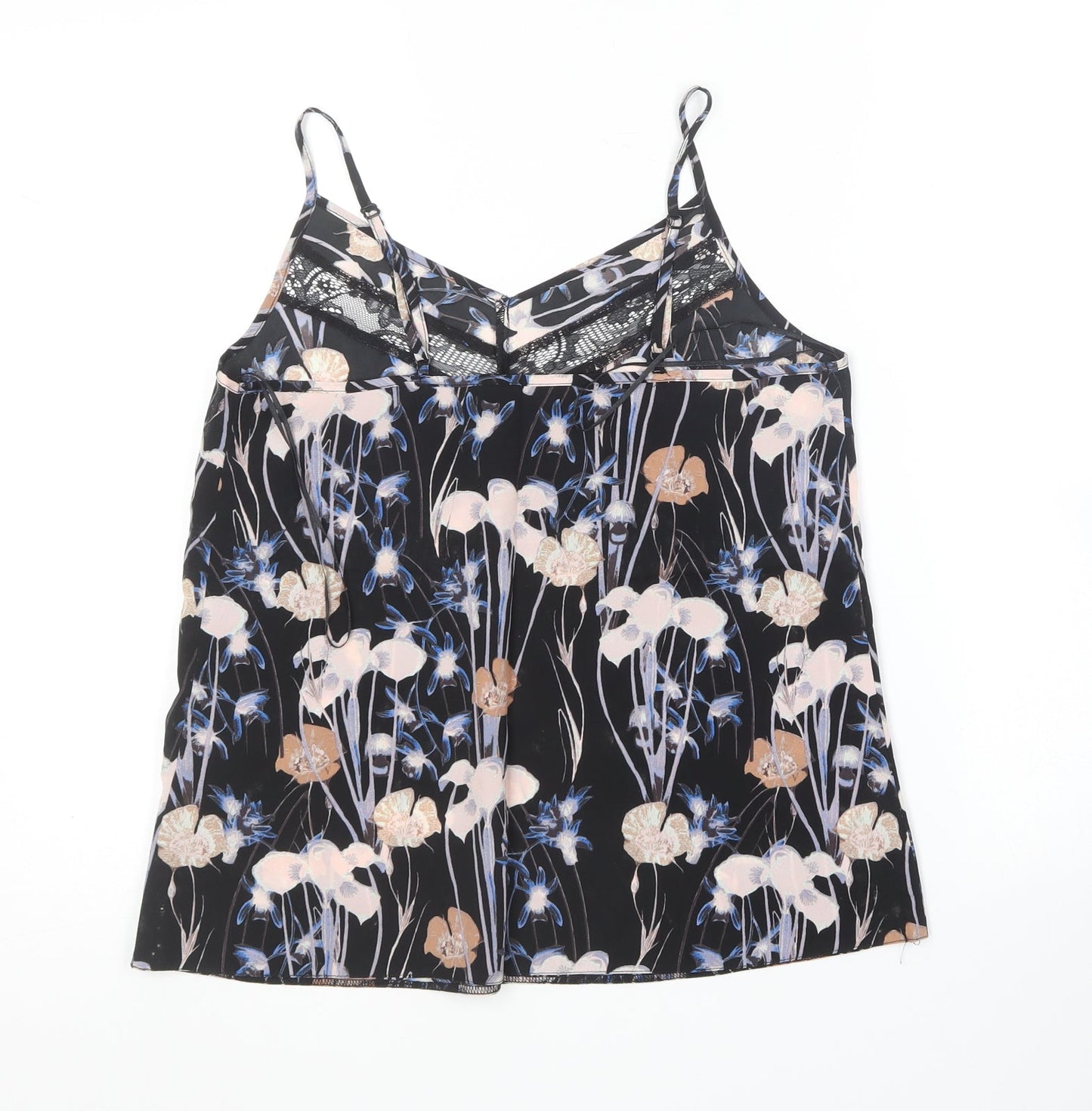 Miss Selfridge Womens Multicoloured Floral Polyester Camisole T-Shirt Size 8 V-Neck