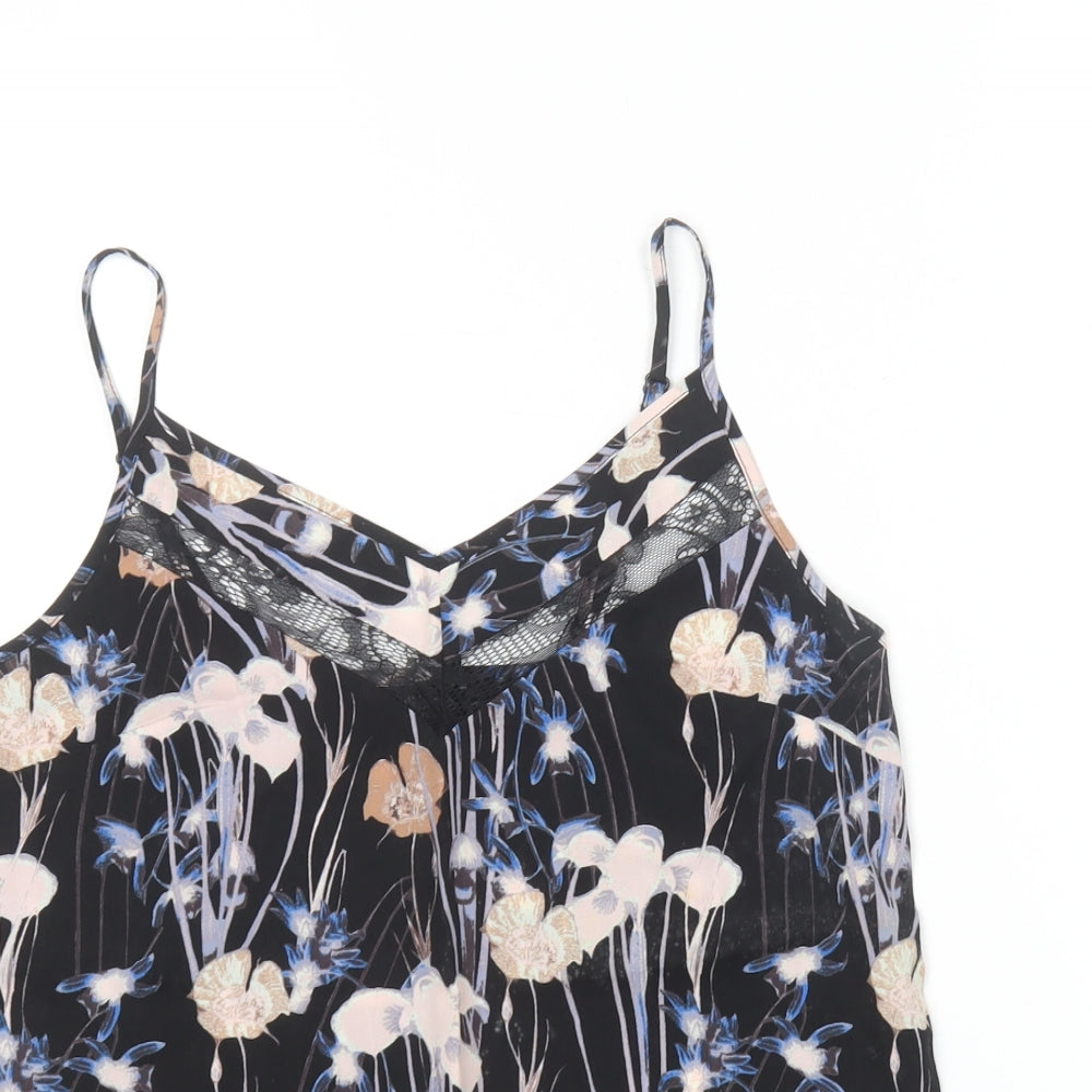 Miss Selfridge Womens Multicoloured Floral Polyester Camisole T-Shirt Size 8 V-Neck