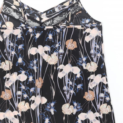 Miss Selfridge Womens Multicoloured Floral Polyester Camisole T-Shirt Size 8 V-Neck