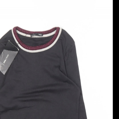 Womens UK Size S Zara Grey Basic T-Shirt