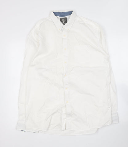 Mens UK Size XL Mo casual White  Button-Up Long Sleeve Casual Shirt