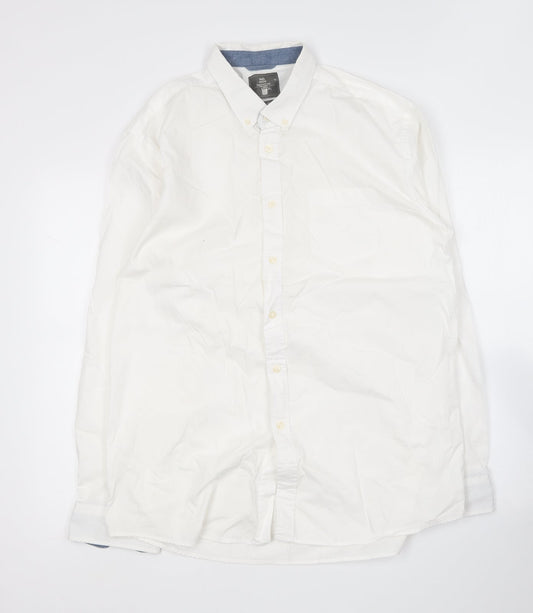 Mens UK Size XL Mo casual White  Button-Up Long Sleeve Casual Shirt