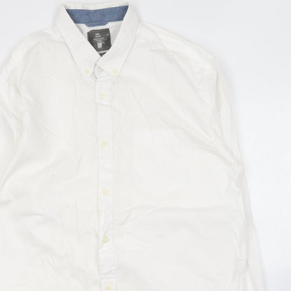Mens UK Size XL Mo casual White  Button-Up Long Sleeve Casual Shirt