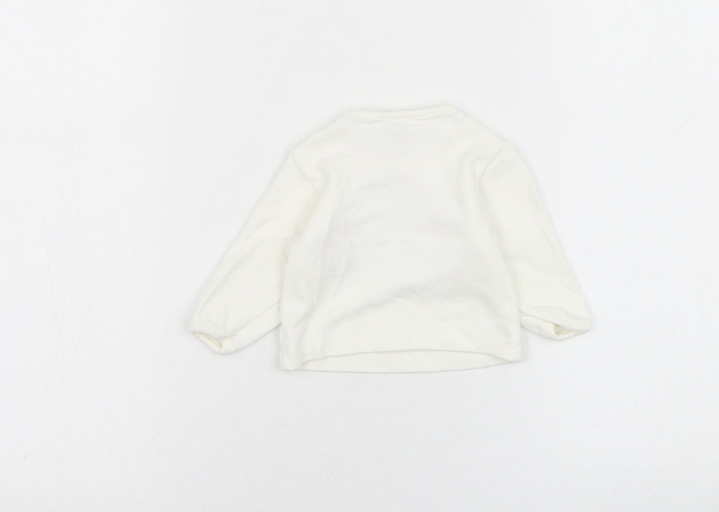 Just too cuddly Girls White  Cotton Pullover Jumper Size 0-3 Months  Pullover - Animal