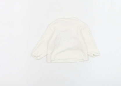 Just too cuddly Girls White  Cotton Pullover Jumper Size 0-3 Months  Pullover - Animal