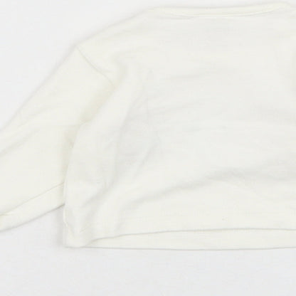 Just too cuddly Girls White  Cotton Pullover Jumper Size 0-3 Months  Pullover - Animal