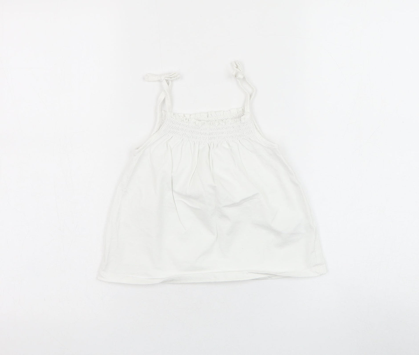 NEXT Girls White  Cotton Basic Tank Size 4-5 Years Round Neck Pullover