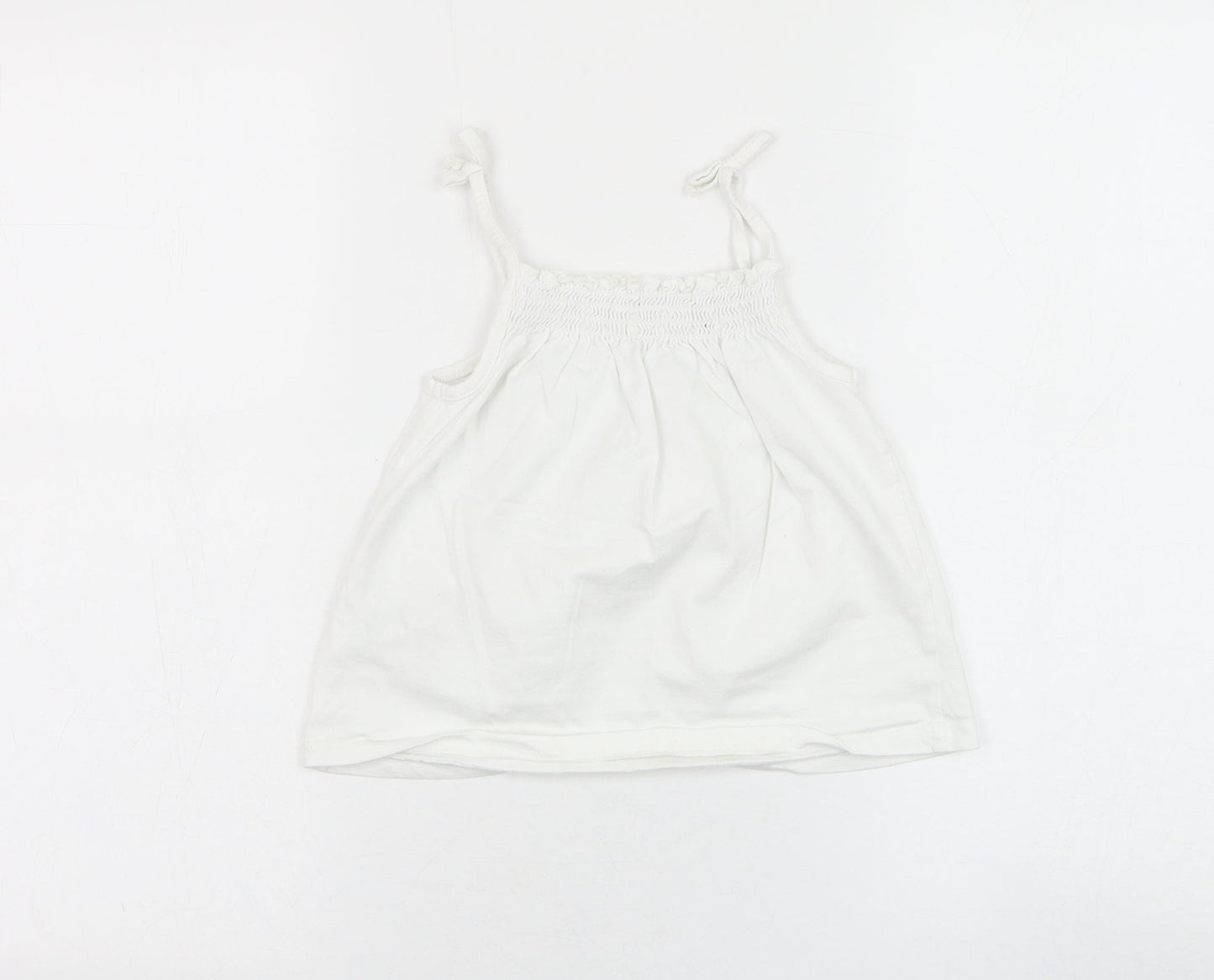 NEXT Girls White  Cotton Basic Tank Size 4-5 Years Round Neck Pullover