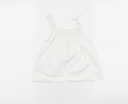 NEXT Girls White  Cotton Basic Tank Size 4-5 Years Round Neck Pullover