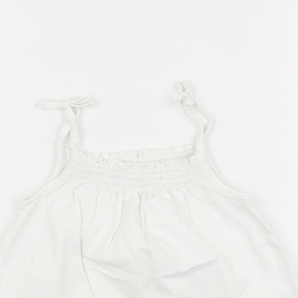 NEXT Girls White  Cotton Basic Tank Size 4-5 Years Round Neck Pullover