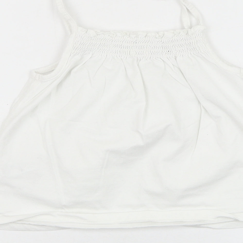 NEXT Girls White  Cotton Basic Tank Size 4-5 Years Round Neck Pullover