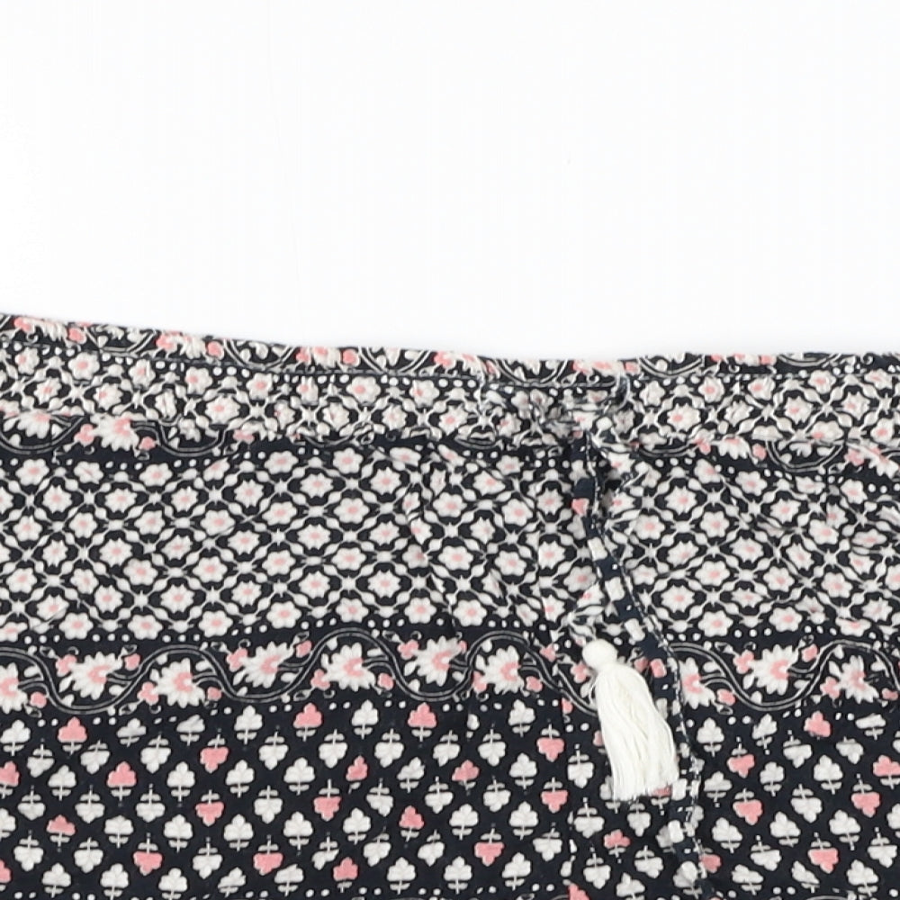 Atmosphere Womens Black Floral Viscose Hot Pants Shorts Size 10 L3 in Regular Drawstring