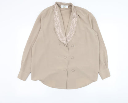 Womens UK Size 12 Heather Valley Brown Basic Blouse