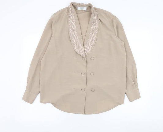 Womens UK Size 12 Heather Valley Brown Basic Blouse