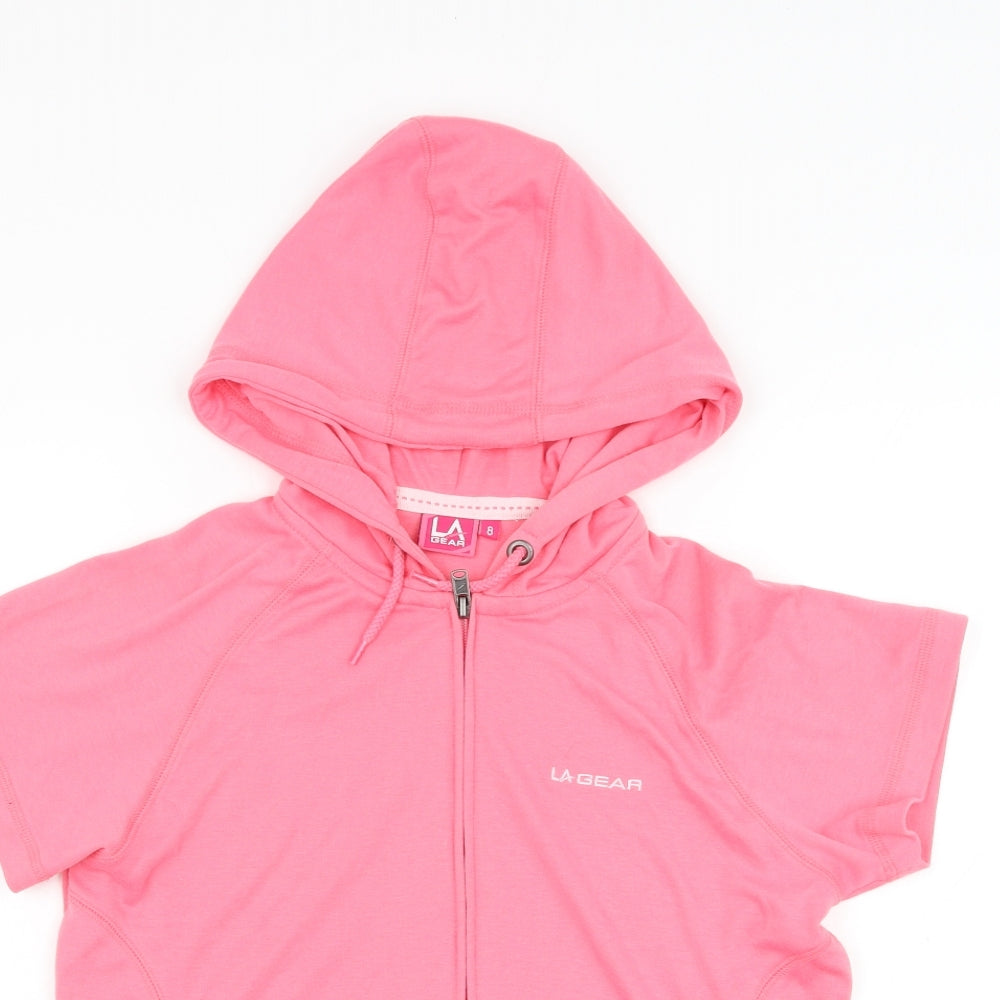 LA Gear Girls Pink  Polyester Full Zip Hoodie Size 8 Years  Zip