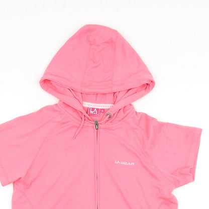 LA Gear Girls Pink  Polyester Full Zip Hoodie Size 8 Years  Zip
