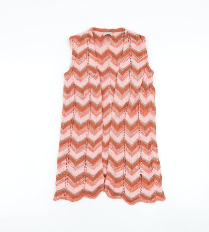 NEXT Girls Pink Square Neck  Cotton Cardigan Jumper Size 9 Years  Pullover