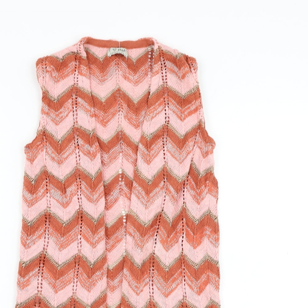 NEXT Girls Pink Square Neck  Cotton Cardigan Jumper Size 9 Years  Pullover