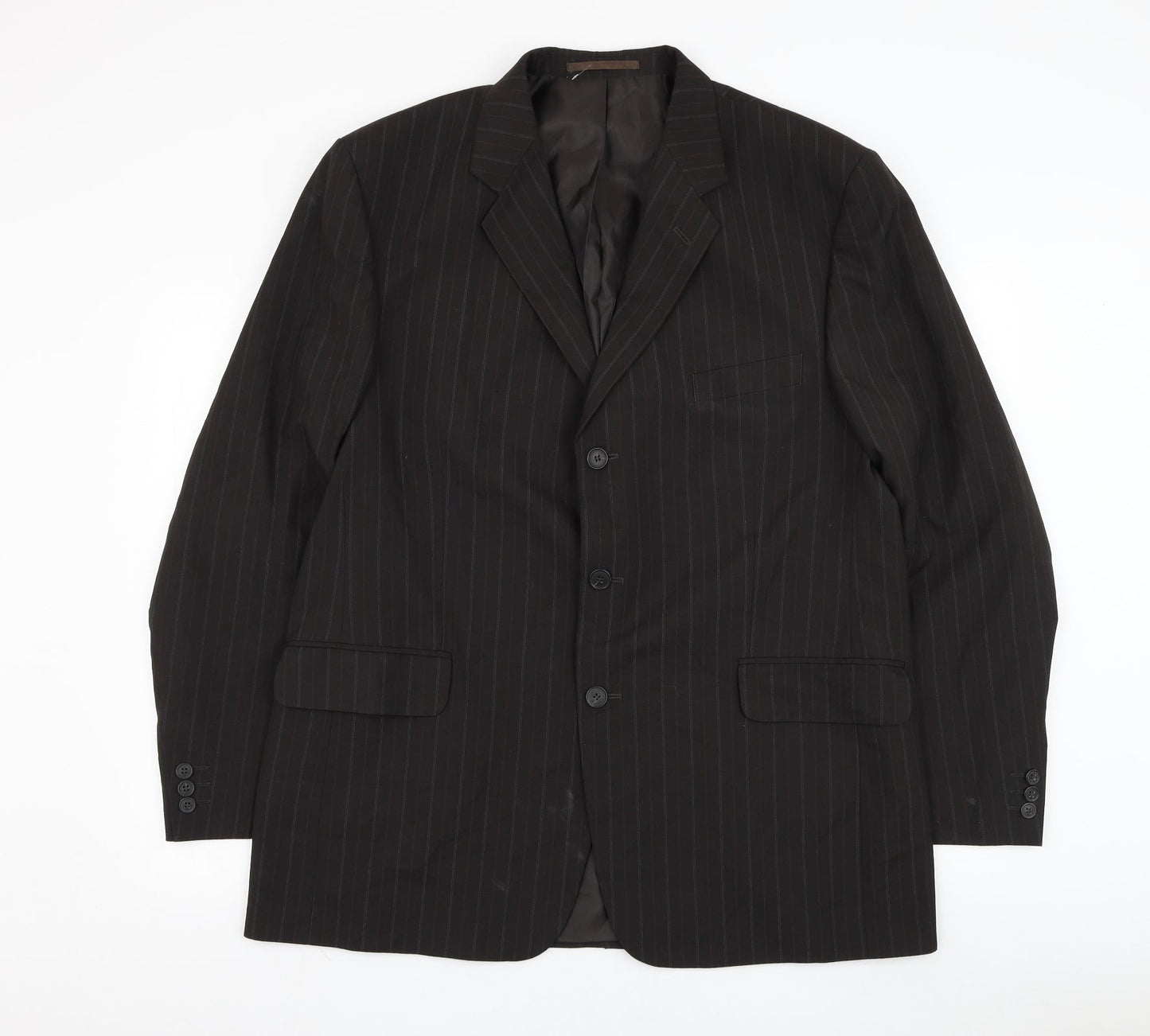 F&F Mens Brown Striped Polyester Jacket Suit Jacket Size 46