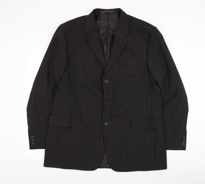 F&F Mens Brown Striped Polyester Jacket Suit Jacket Size 46
