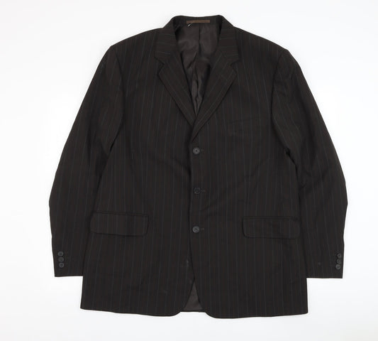 F&F Mens Brown Striped Polyester Jacket Suit Jacket Size 46