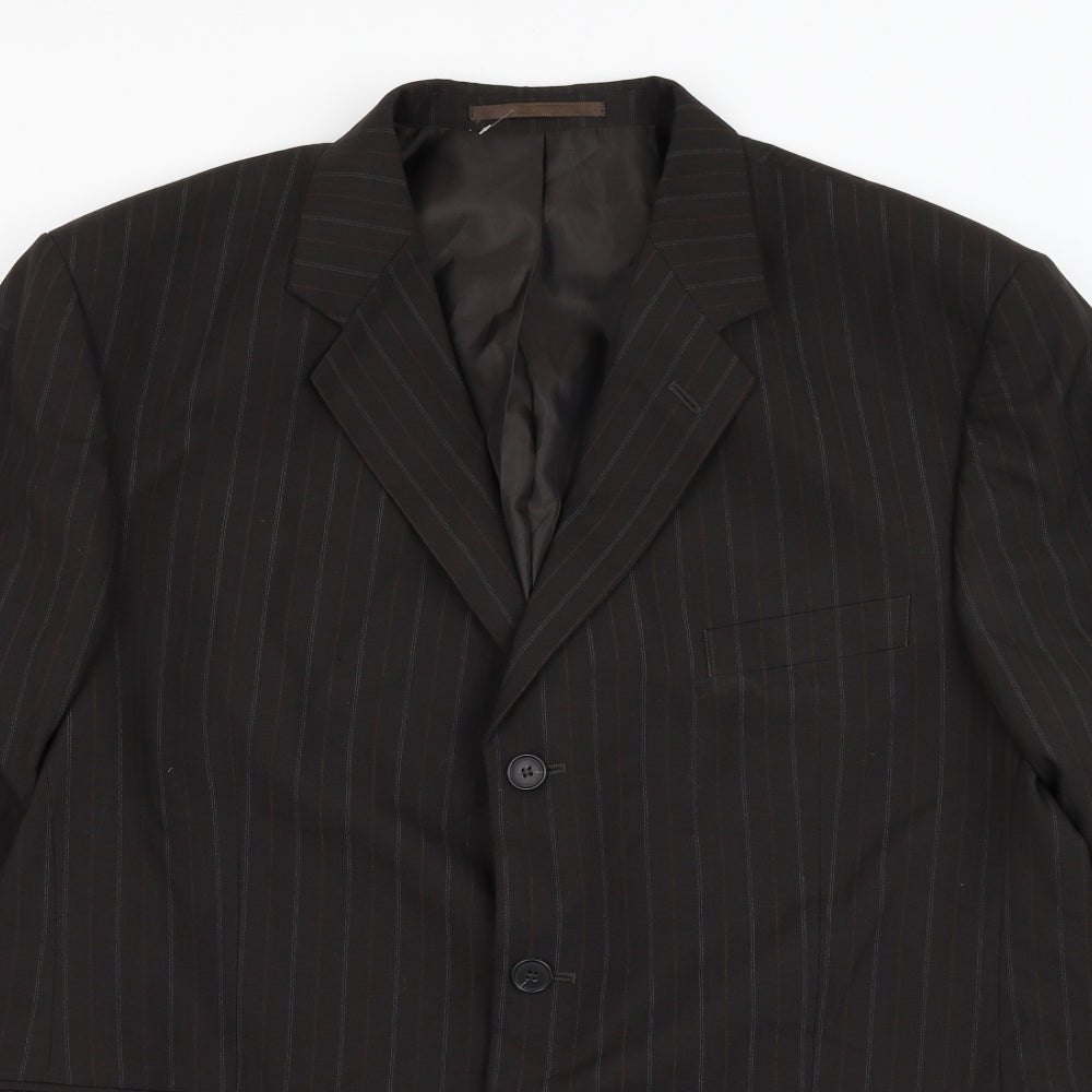 F&F Mens Brown Striped Polyester Jacket Suit Jacket Size 46