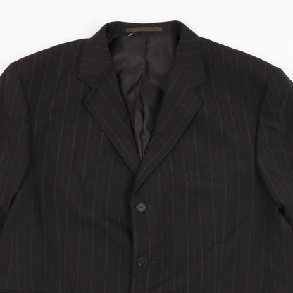 F&F Mens Brown Striped Polyester Jacket Suit Jacket Size 46