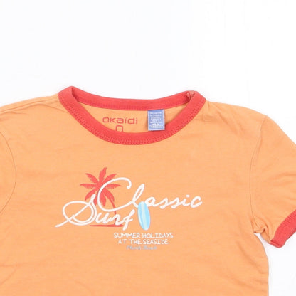 Okaidi Girls Orange  100% Cotton Jersey T-Shirt Size 3 Years Crew Neck Pullover - Surf