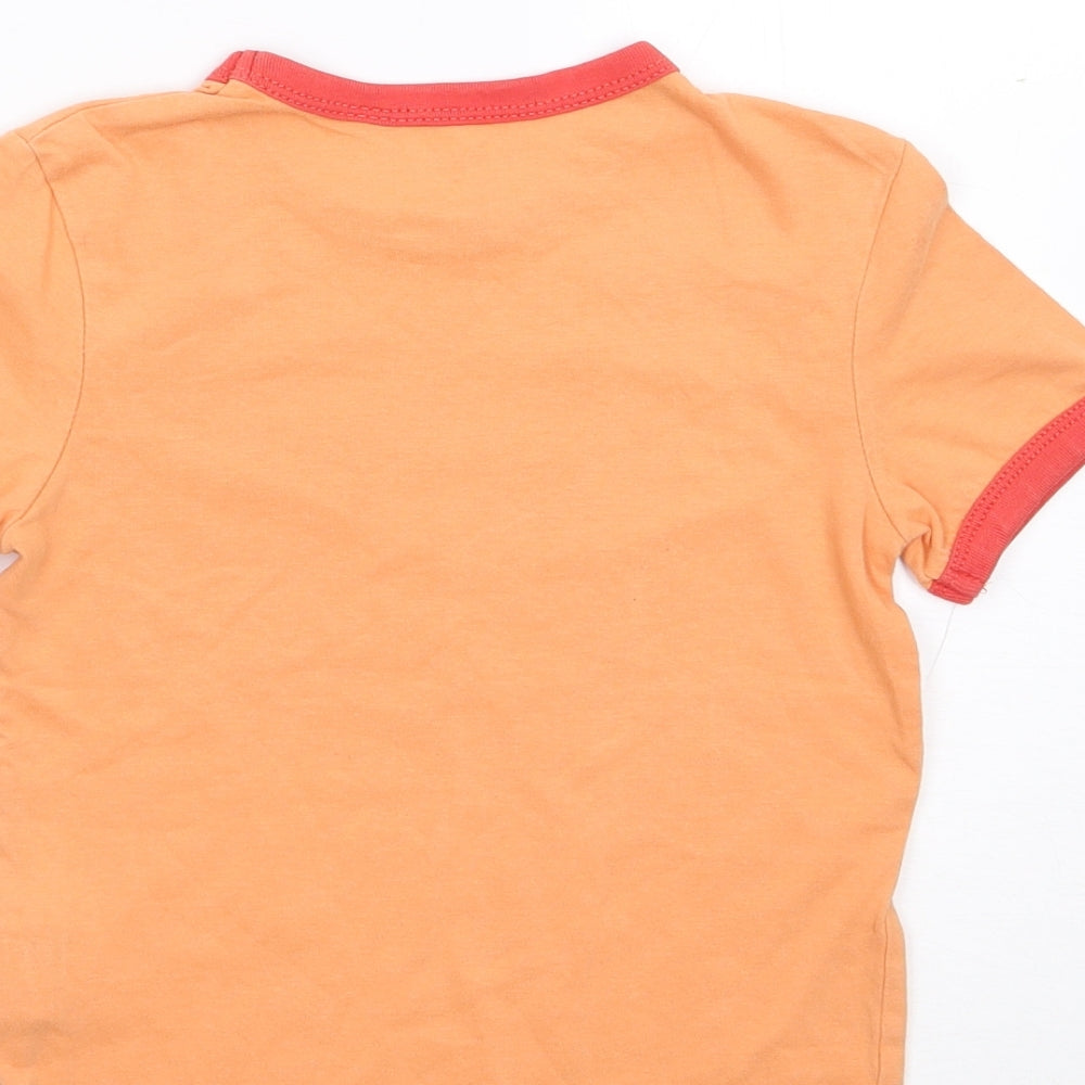 Okaidi Girls Orange  100% Cotton Jersey T-Shirt Size 3 Years Crew Neck Pullover - Surf