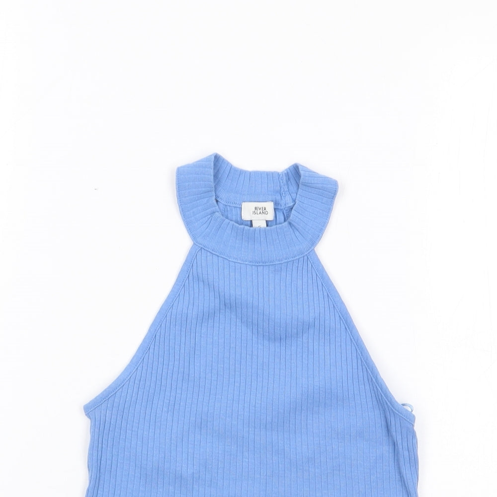 Womens UK Size 6 River Island Blue Jersey Tank