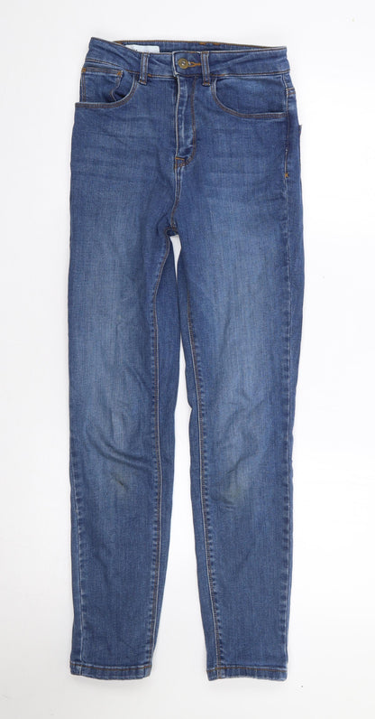 COLLUSION Womens Blue  Cotton Mom Jeans Size 25 L32 in Slim Zip