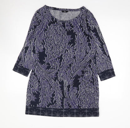 F&F Womens Purple Geometric Polyester Shift  Size 14  Round Neck Pullover