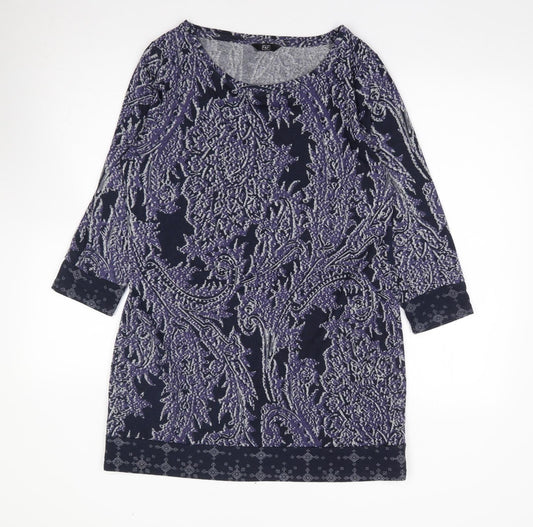 F&F Womens Purple Geometric Polyester Shift  Size 14  Round Neck Pullover
