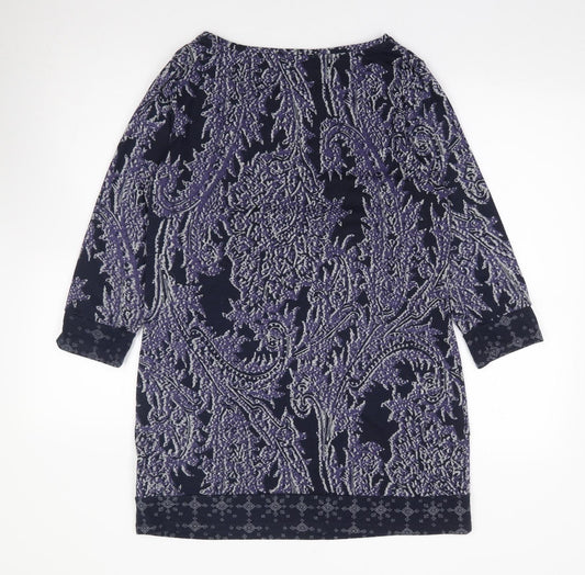 F&F Womens Purple Geometric Polyester Shift  Size 14  Round Neck Pullover