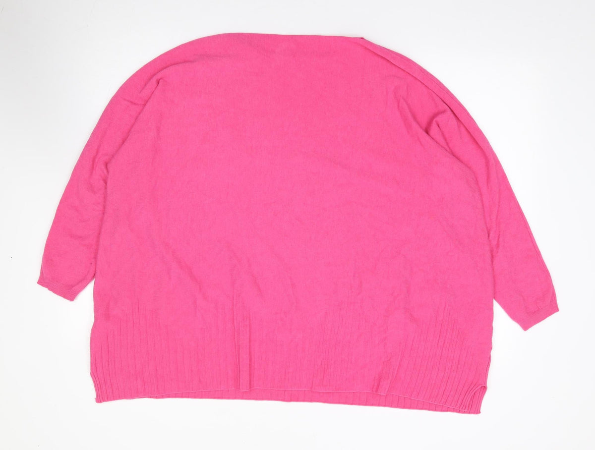 Mis Sugar Womens Pink Boat Neck  Polyamide Pullover Jumper Size L