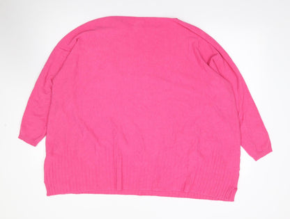Mis Sugar Womens Pink Boat Neck  Polyamide Pullover Jumper Size L